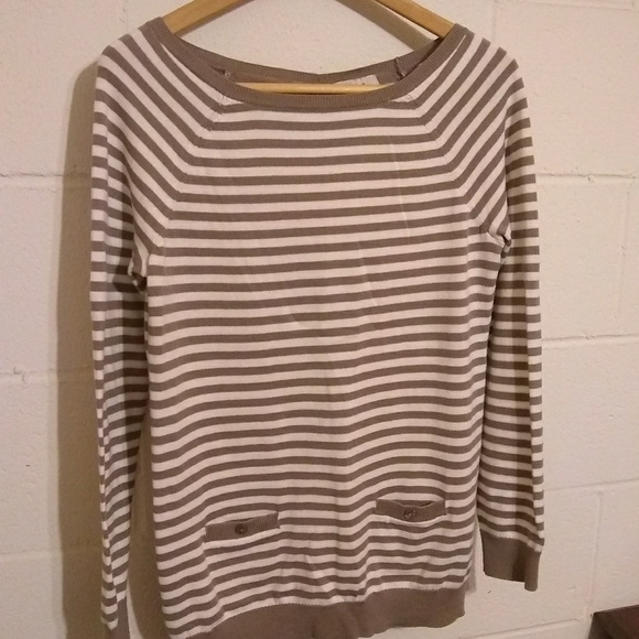 Ann Taylor Loft Faux Button Back Sweater Striped - Picture 4 of 5